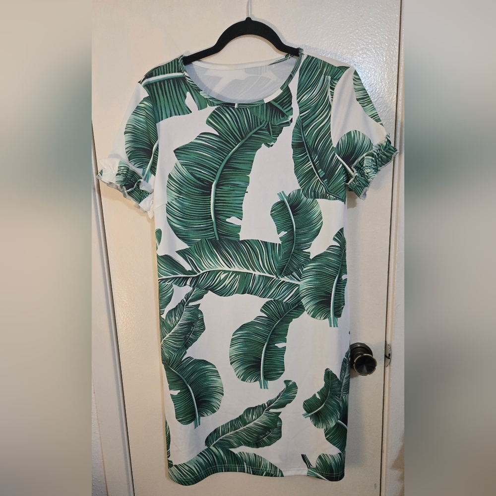 Tropical Leaf Print Dress